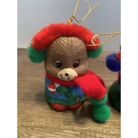 Vintage Giftco Animal Ceramic Bell Christmas Ornaments Set Cat Dog Bear Panda - Picture 7 of 14